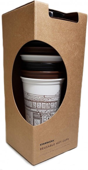 Assorted Starbucks Pike Place Market First Store Reusable Hot Cups With Lids, 6 Pack, 16 Oz | 9281650-XE