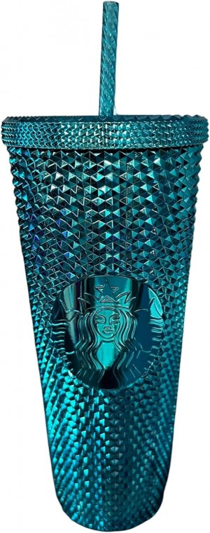 Blue Starbucks 2023 Blue Chrome Studded Venti 24oz Tumbler With Straw | 2509138-TC