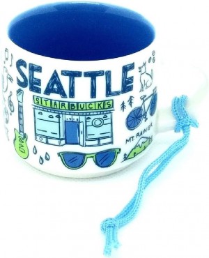 Blue Starbucks Seattle Been There Collection Ceramic Coffee Demitasse Ornament 2 Oz | 7314806-HX