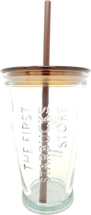 Brown Starbucks Exclusive Seattle 1912 Pike Place First Store Brown Recycled Glass Cold Cup, 16 Fl Oz | 2865794-KU