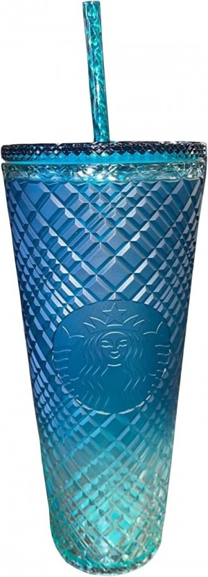 Green Starbucks 2023 Green Gradient Ombre Jeweled Venti Cold Plastic Cup Tumbler, 24 Oz | 7854192-AS