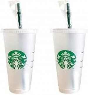 Green Starbucks 2 Pack Bundle - Reusable Frosted 24 Oz Cold Cups With Lid And Green Straw W/Stopper | 7052348-VT