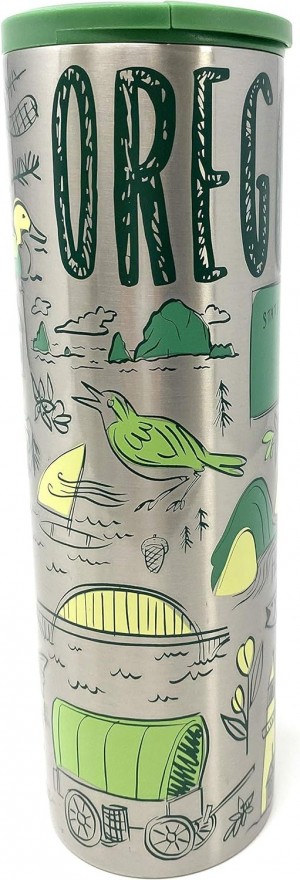 Green Starbucks Oregon Vacuum Insulated Stainless Steel Traveler Tumbler Coffee Mug 16 Oz | 9265074-HA