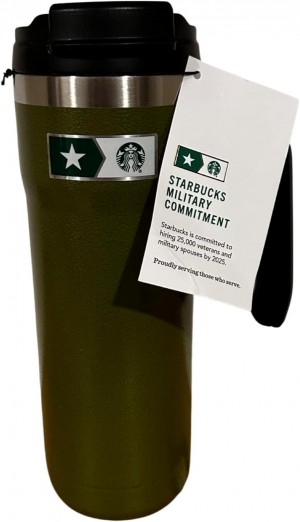 Green Starbucks Stanley Armed Forces Army Green Vacuum Sealed Cup Tumbler 20oz | 3801945-XF