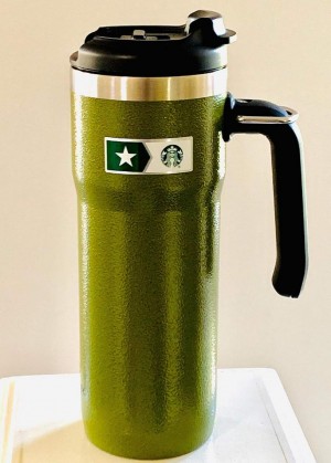 Green Starbucks Stanley Military Commitment Double Walled Hammered Stainless Steel Tumbler With Handle | 3158276-PN