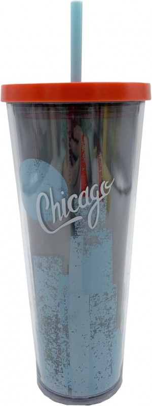 Multicolor Starbucks Chicago Acrylic Cold Cup With Straw Venti Size, 24 Fl Oz | 3816094-PY