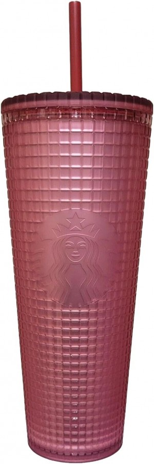 Rose Pink Starbucks Dusty Rose Pink Berry Shimmer Grid Cold Cup Tumbler 24 Oz Venti | 4287310-OF