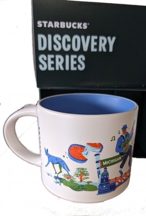 White Blue Starbucks Discovery Series Chicago Ceramic Coffee Mug, 14oz, White And Blue | 2307956-NO