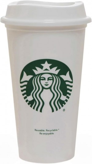 White Starbucks White Reusable Plastic Travel Mug/Cup/Tumbler Grande Medium, 16oz 473ml | 1086932-UN