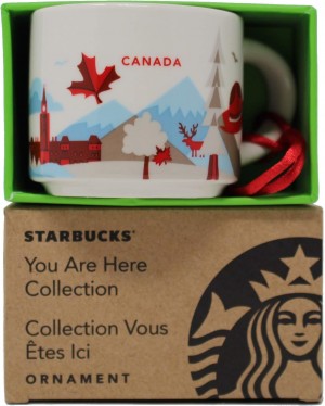 White Starbucks You Are Here Series Canada Ceramic Demitasse Ornament Mug, 2 Oz | 3251984-VA