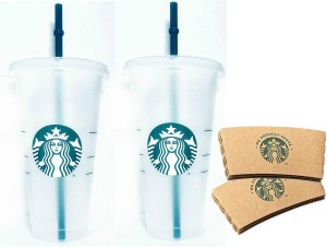 frosted Starbucks Reusable 24 Fl Oz Frosted Ice Cold Drink Cup Bundle Set With Sleeves | 0236197-MN