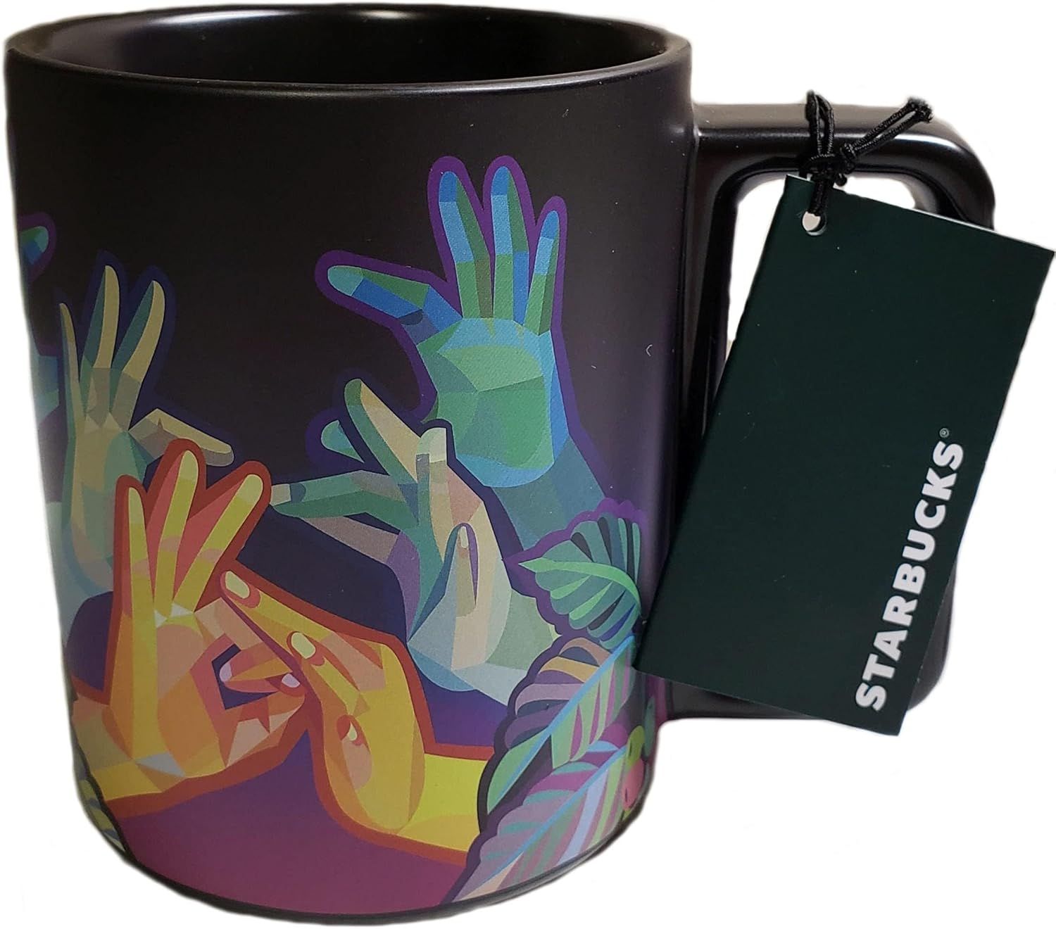 Black Starbucks American Sign Language Asl Hand Movements Coffee Mug, 12 Oz | 3140756-PX