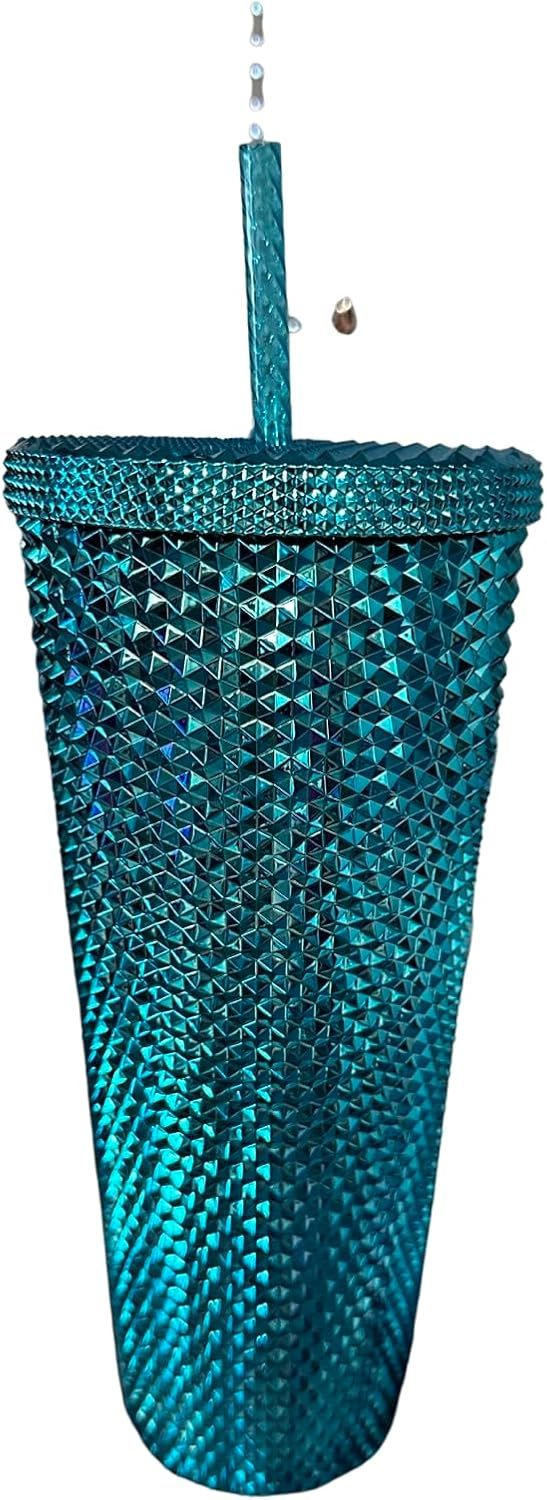 Blue Starbucks 2023 Blue Chrome Studded Venti 24oz Tumbler With Straw | 6523401-ZS