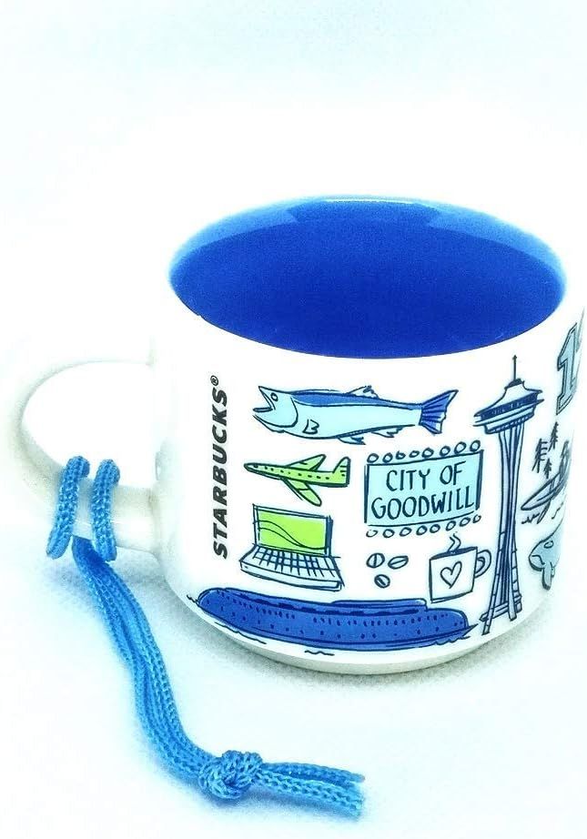 Blue Starbucks Seattle Been There Collection Ceramic Coffee Demitasse Ornament 2 Oz | 7314806-HX