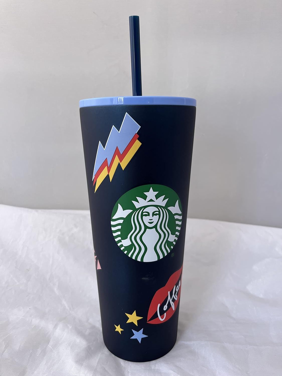 Blue Starbucks Stainless Steel Tumbler Chill Lips Hearts Venti 24 Oz | 5729613-OG