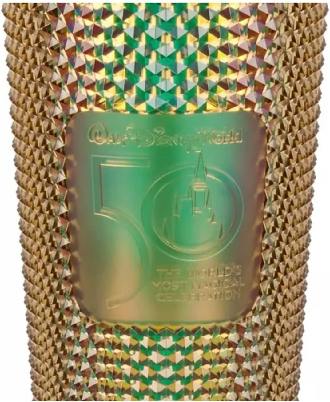 Gold Starbucks Magic Kingdom 50th Anniversary Gold 24oz Studded Cold Cup Tumbler With Straw, 400950668991 | 7164829-XI