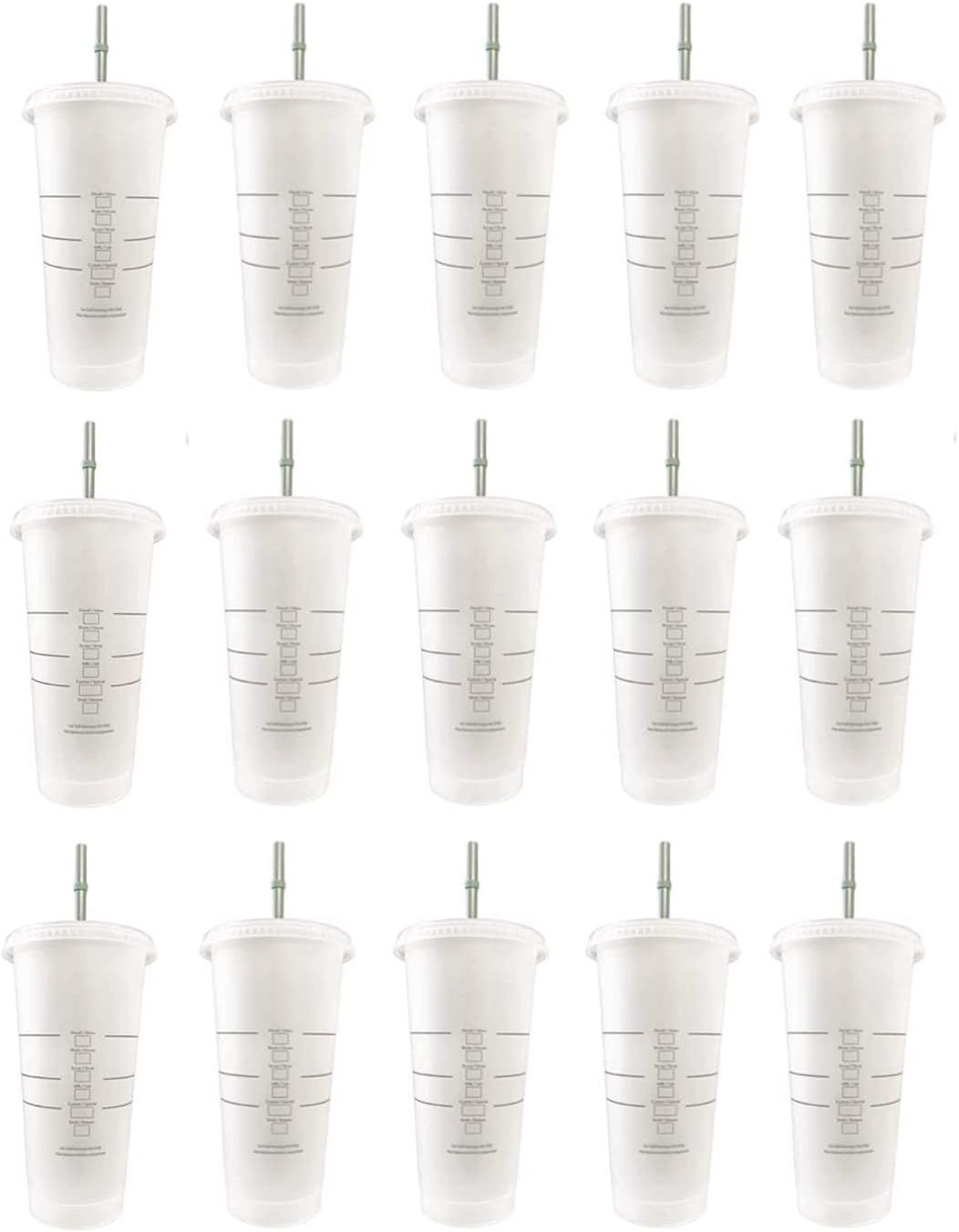 Green Starbucks 15 Pack Bundle - Reusable Frosted 24 Oz Cold Cup With Lid And Green Straw W/Stopper | 5406132-RG