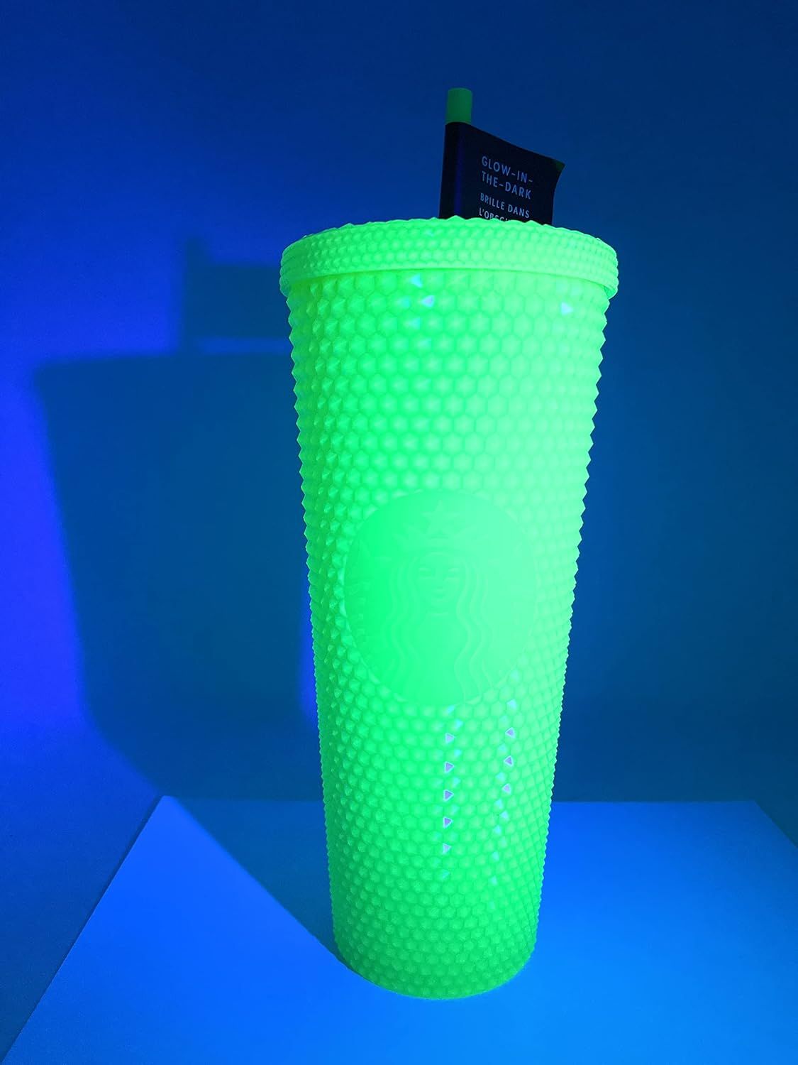 Green Starbucks 24 Oz Double Wall Glow In The Dark Black Light Uv Slime Green Cold Cup Tumbler | 3671059-JO