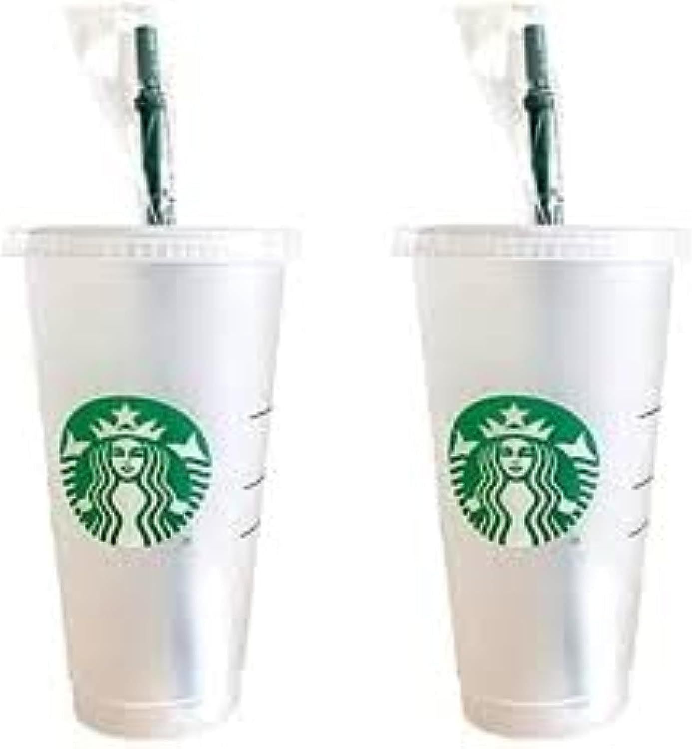 Green Starbucks 2 Pack Bundle - Reusable Frosted 24 Oz Cold Cups With Lid And Green Straw W/Stopper | 7052348-VT