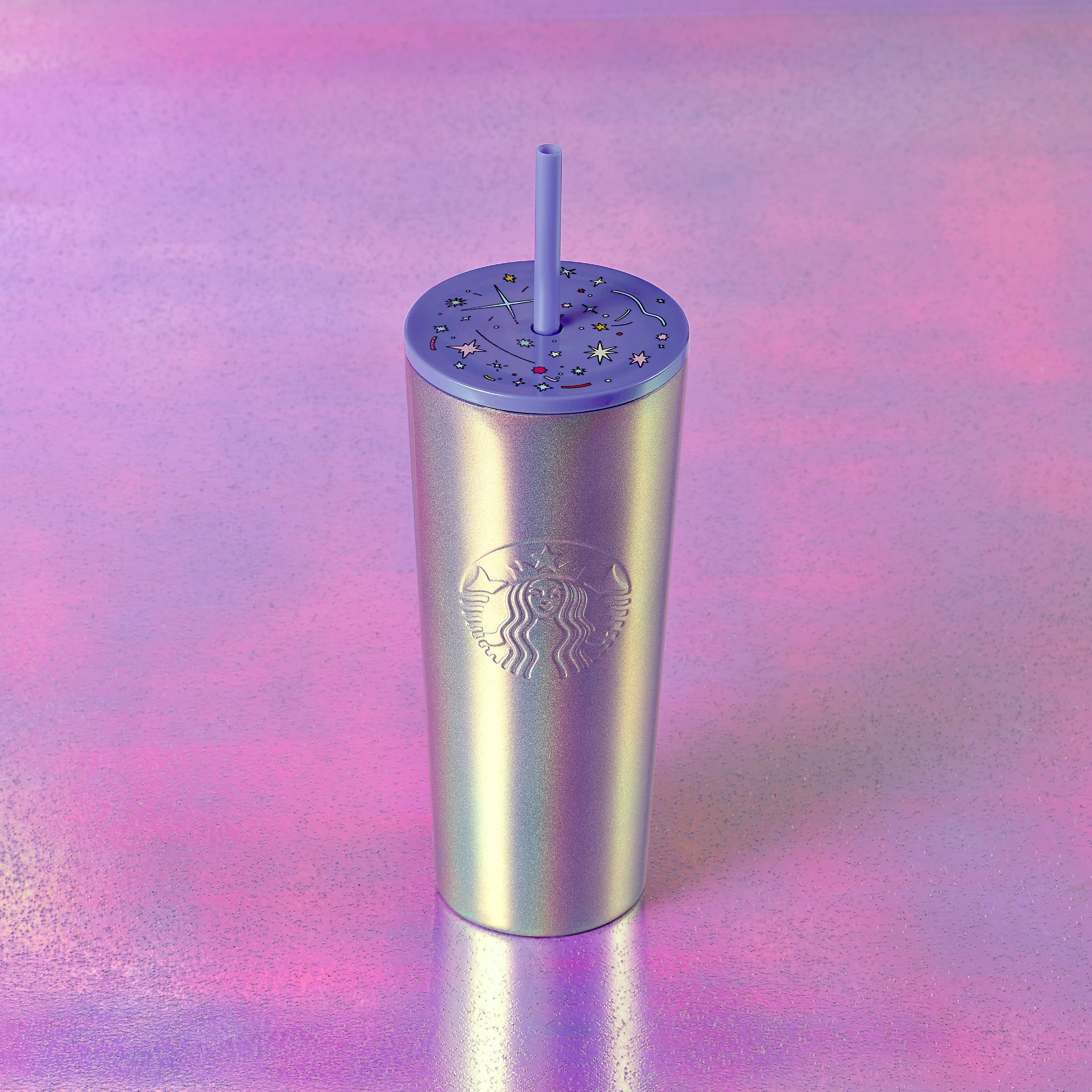 Purple Grey Starbucks Purple Iridescent Glitter Stainless Steel Cold Cup 16oz | 4796021-ZD