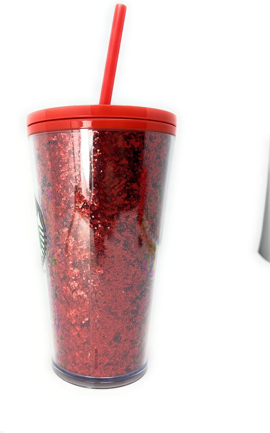 Red Starbucks 16 Oz Holiday Red Glitter And Red Two Tone Fade Insulated Tumbler With Straw | 9348217-EX