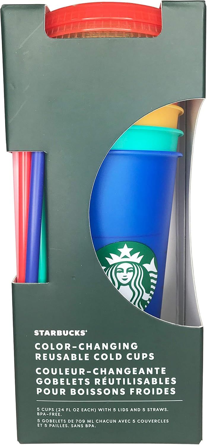 Red / Orange / Yellow / Green / Blue Starbucks 5 X 680ml Reusable Summer Colour Changing Cups | 5980427-SO