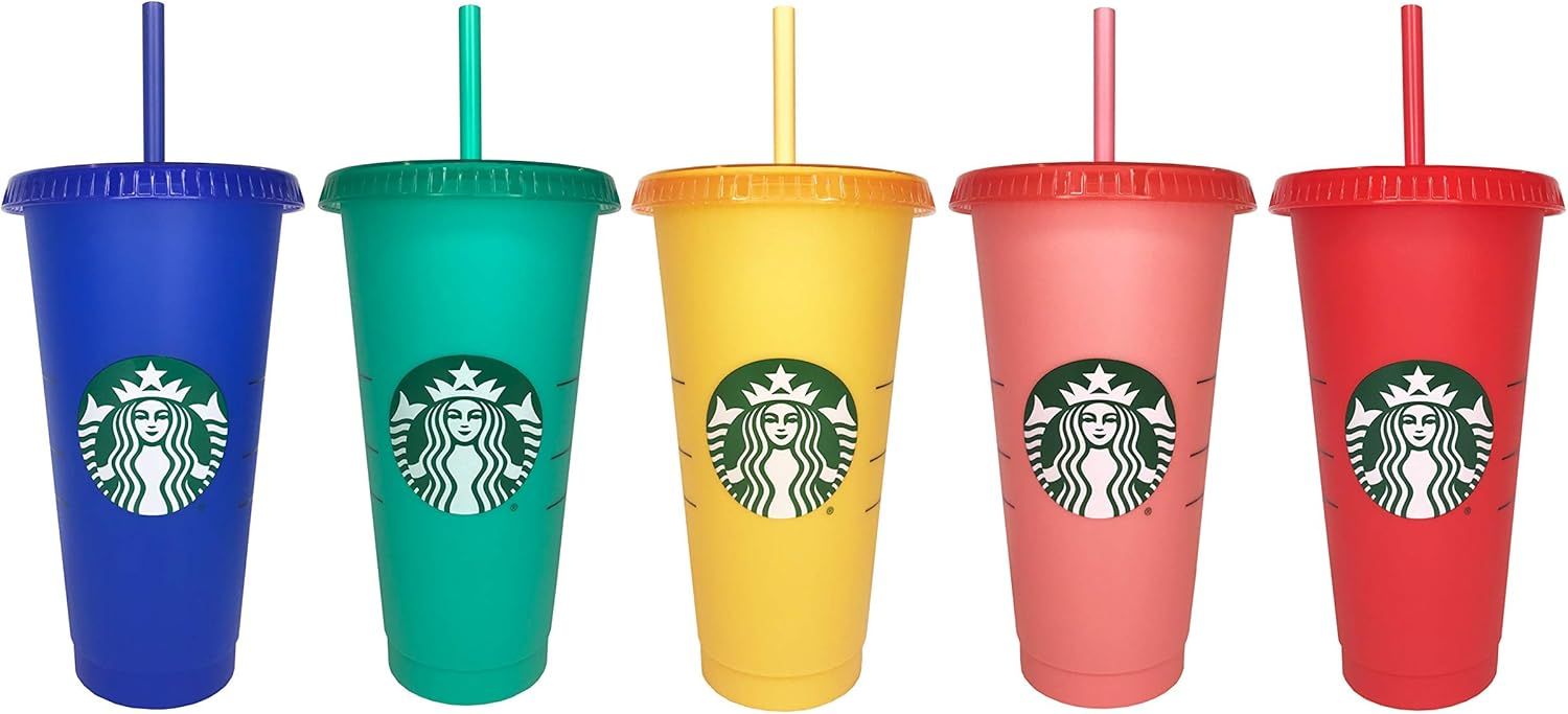 Red / Orange / Yellow / Green / Blue Starbucks 5 X 680ml Reusable Summer Colour Changing Cups | 5980427-SO