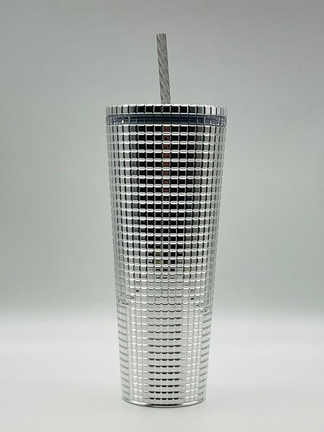 Silver Starbucks 2023 Holiday Silver Chrome Grid Tumbler 24oz Venti Size | 6428137-IF