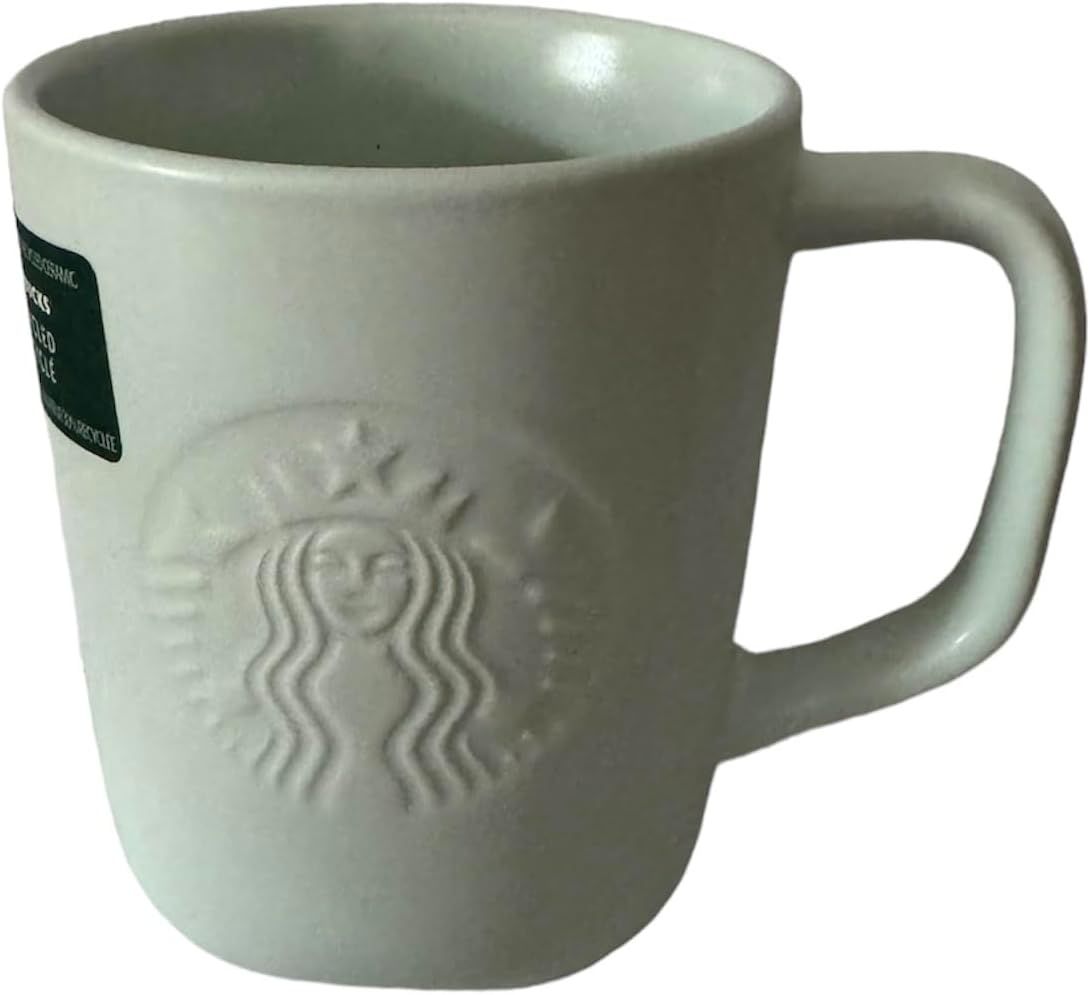 White Starbucks Embossed Mermaid Logo Recycled Ceramic Mug, White 16oz | 8169250-DJ