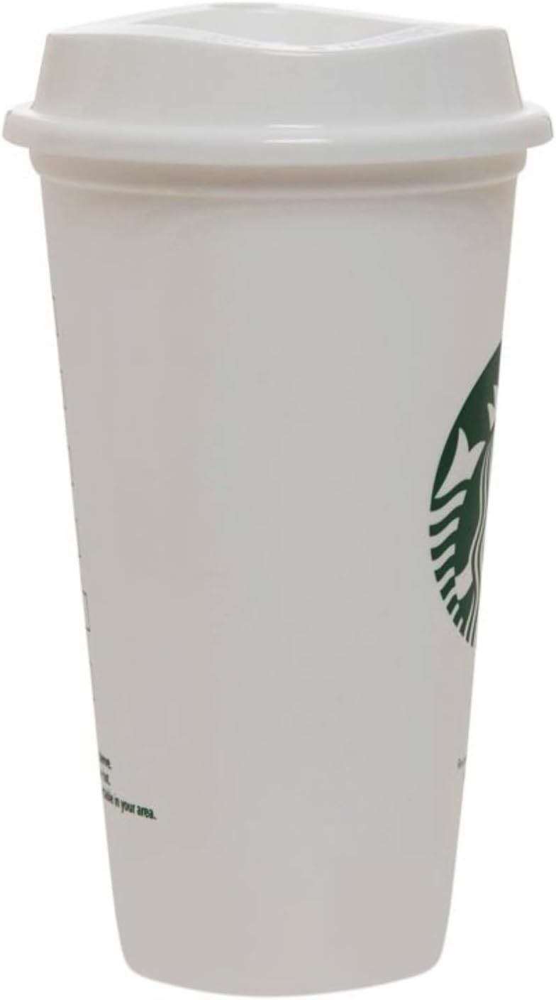 White Starbucks White Reusable Plastic Travel Mug/Cup/Tumbler Grande Medium, 16oz 473ml | 1086932-UN