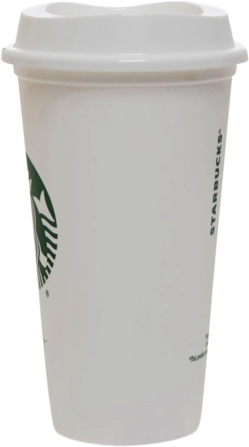 White Starbucks White Reusable Plastic Travel Mug/Cup/Tumbler Grande Medium, 16oz 473ml | 1086932-UN